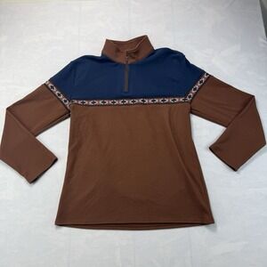 Womens L Quarter Zip Pullover Southwest Aztec Colorblock Fleece